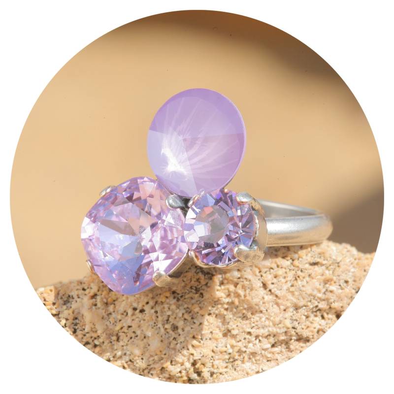 Artjany Ring Swarovski Crystals Lilac Violet Mix Silber von artjany