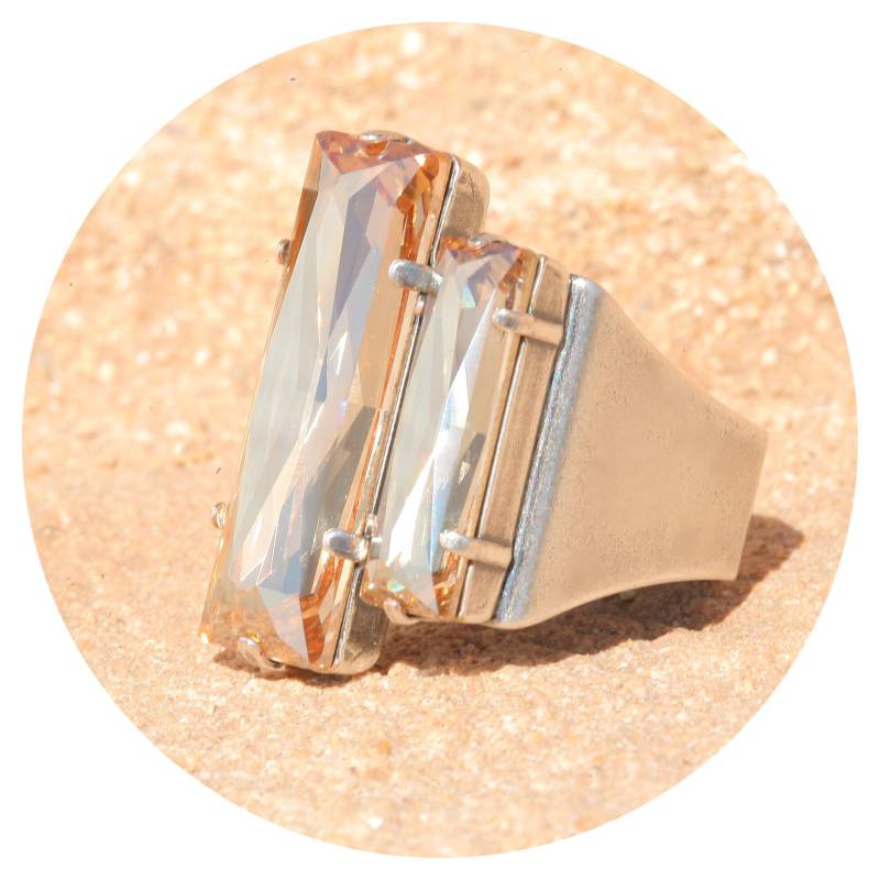 Artjany Ring Swarovski Kristall Baguette Golden Shadow Silber von artjany