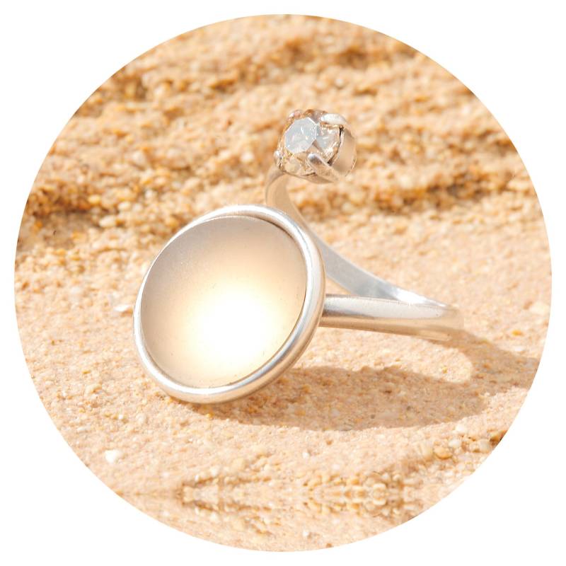 Artjany Ring Swarovski Kristall Cabochon Chaton Hellbraun Silber von artjany