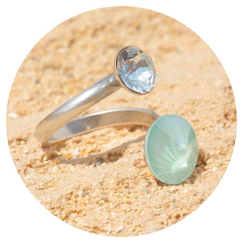 Artjany Ring Swarovski Kristall Mint Green Crysolite Hellgruen Silber von artjany