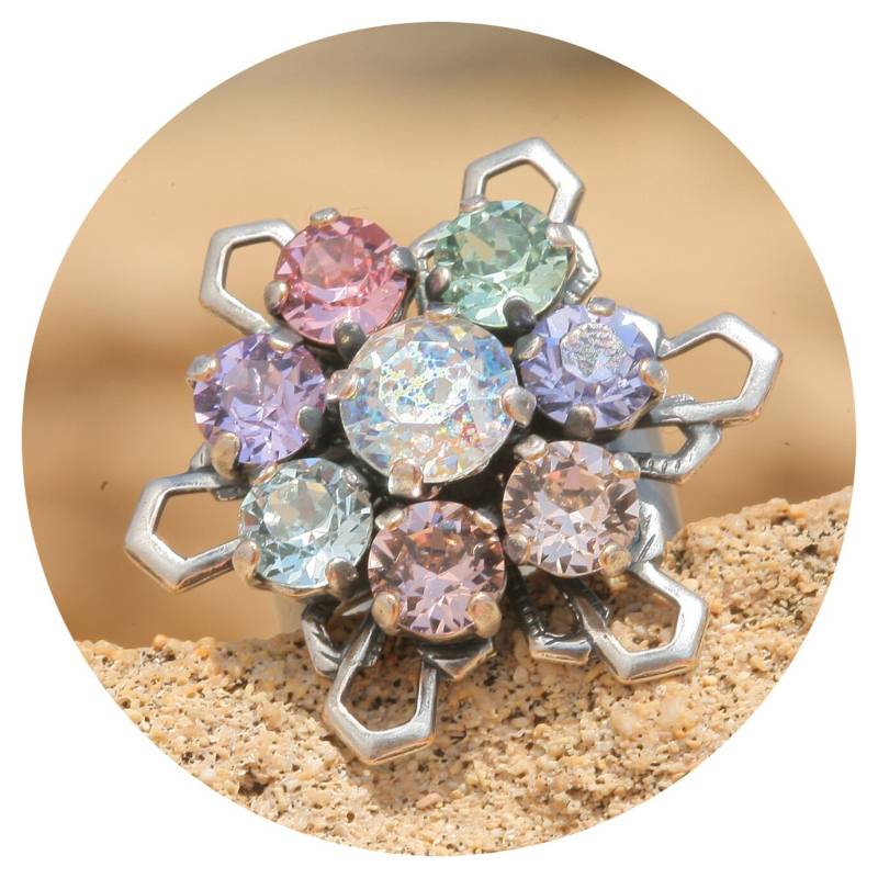 Artjany Ring Swarovski Kristalle Im Patina Shimmer Mix Silber von artjany