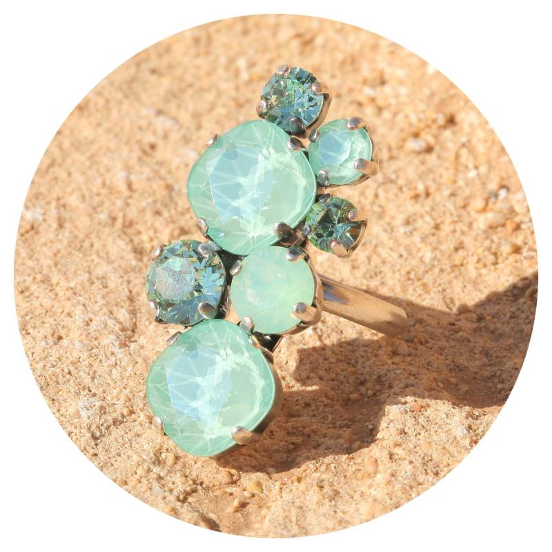 Artjany Ring Swarovski Kristalle Mint Green Silber von artjany