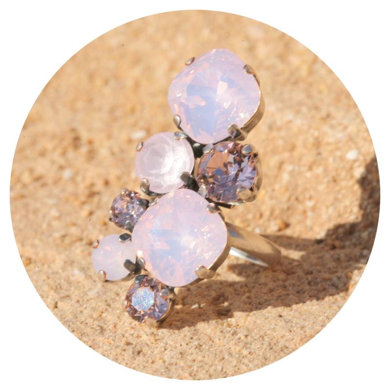 Artjany Ring Swarovski Kristalle Rose Opal Silber von artjany