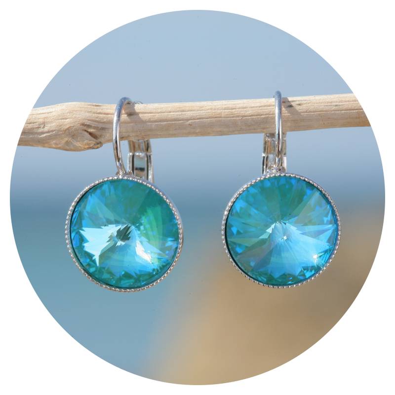 Artjany Rivolie Ohrring Swarovski Kristall Laguna Delite Silber von artjany