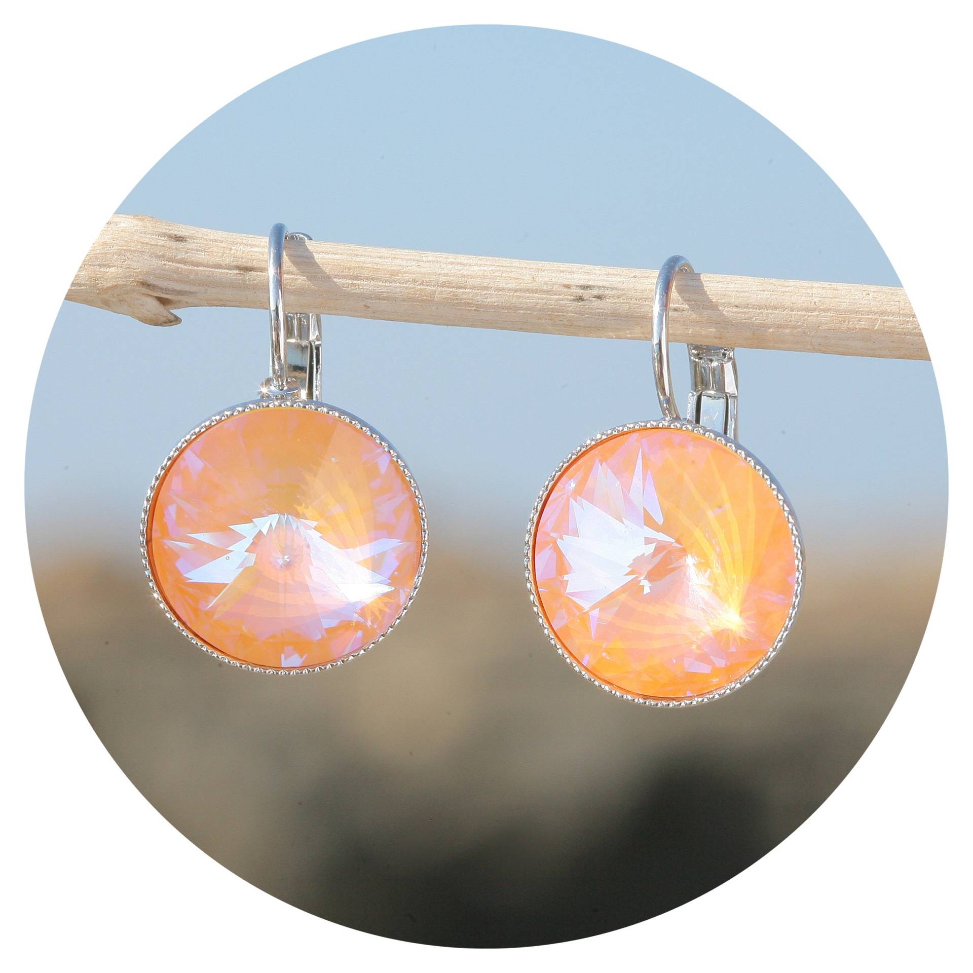 Artjany Rivolie Ohrring Swarovski Kristall Peach Delite Silber Artjany Rivolie Ohrring Swarovski Kristall Peach Delite Silber von artjany