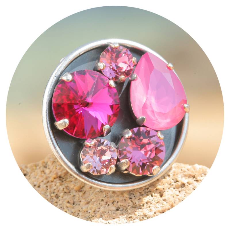 Artjany Runder Ring Swarovski Kristalle Peony Pink Mix Silber von artjany
