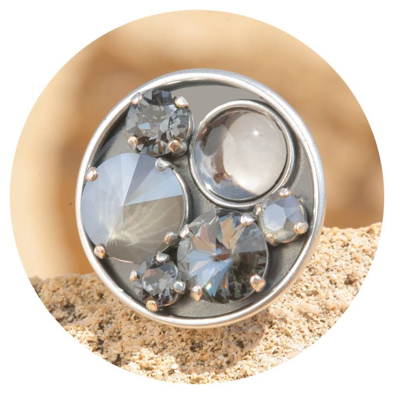 Artjany Runder Ring Swarovski Kristalle Royal Grey Mix Silber von artjany