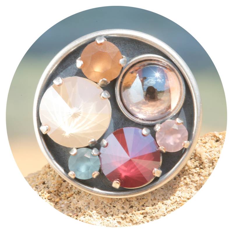Artjany Runder Ring Swarovski Kristalle Vintage Bunt Mix Silber von artjany