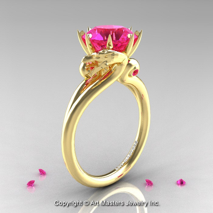 Art Masters 18K Gelbgold 3.0 Kt Rosa Saphir Drache Verlobungsring R601-18Kygps von artmasters
