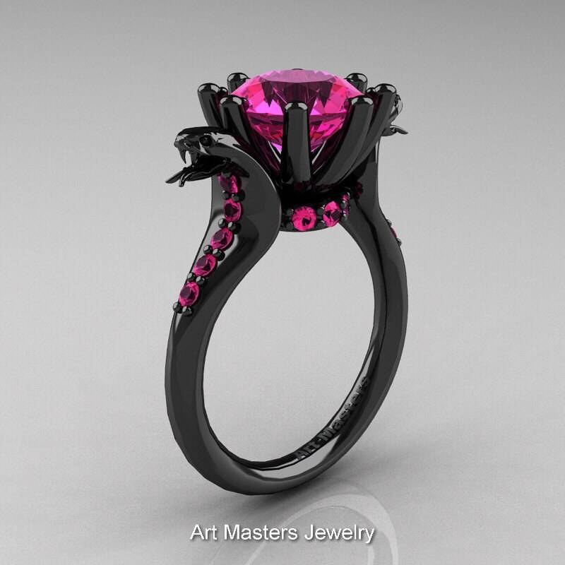 Art Masters Exclusive 14K Schwarz Gold 3.0 Ct Rosa Saphir Cobra Verlobungsring R602-14Kbgps von artmasters