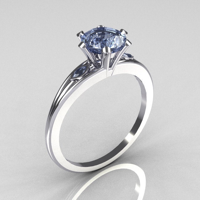 Ultra Moderne 950 Platin 1, 0 Carat Round Blue Topas Solitaire Ring R111-Platbt von artmasters