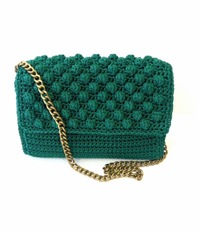 Grüne Gehäkelte Tasche, Handgefertigte Häkeltasche, Schultertasche, Grüne Luxustasche, Rote Umhängetasche von artncreate