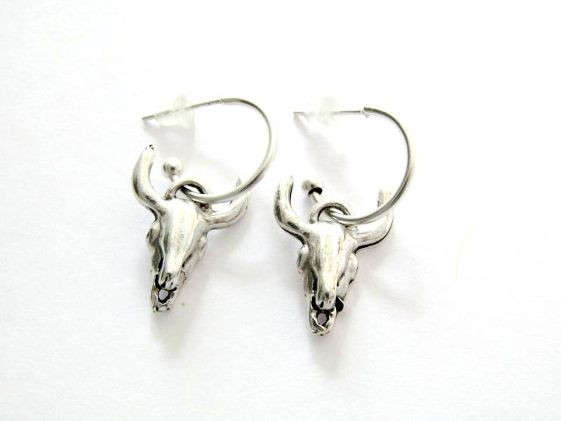 Silber Bull Skull Ohrringe, Boho Schmuck von artncreate