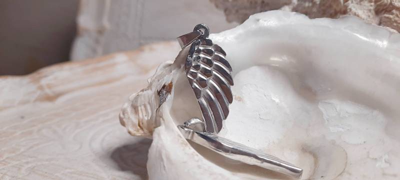 1X Xxl Anhänger Engelsflügel Flügel Edelstahl Ca. 43mm Mit Öse Massiv Silber von artrici