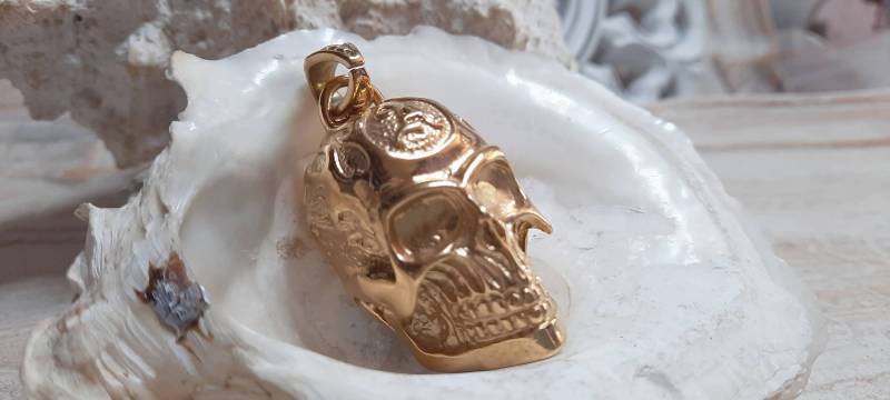 1X Xxl Edelstahl Anhänger Gold Massiv Skull Totenkopf Schädel 1X Xxl Edelstahl Anhänger Gold Massiv Skull Totenkopf Schädel von artrici