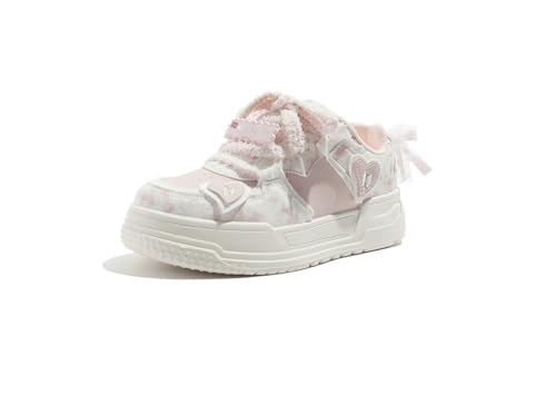 Damen Niedliche Dekoration Plateau Sneaker Walkingschuhe Y2K Leicht Atmungsaktiv Sportschuhe Bequeme Schuhe Rosa 40 von arts fu fu