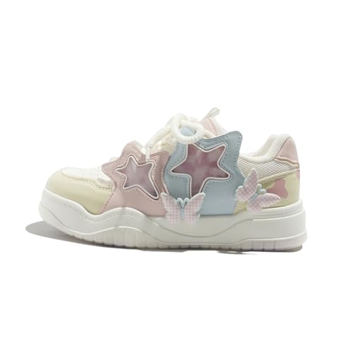 Damen Niedliche Stern Dekoration Sneaker Y2K Leicht Atmungsaktiv Walkingschuhe Sportschuhe Bequeme Plateau Schuhe Rosa Blau 35 Damen Niedliche Stern Dekoration Sneaker Y2K Leicht Atmungsaktiv Walkingschuhe Sportschuhe Bequeme Plateau Schuhe Rosa Blau 35 von arts fu fu