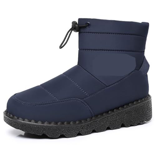 Damen-Schneestiefel mit Fellfutter thermisch wasserdicht rutschfest Winterstiefeletten warm bequem Gummisohle Blau 36.5 von arts fu fu