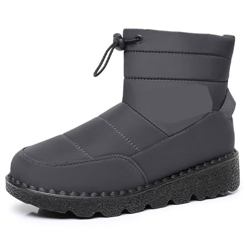 Damen-Schneestiefel mit Fellfutter thermisch wasserdicht rutschfest Winterstiefeletten warm bequem Gummisohle Grau 39 Damen-Schneestiefel mit Fellfutter thermisch wasserdicht rutschfest Winterstiefeletten warm bequem Gummisohle Grau 39 von arts fu fu