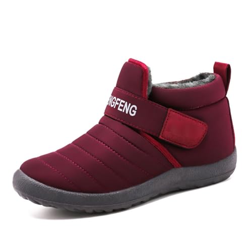 Damen-Schneestiefel mit Fellfutter thermisch wasserdicht rutschfest Winterstiefeletten warm bequem Gummisohle Rot 38 Damen-Schneestiefel mit Fellfutter thermisch wasserdicht rutschfest Winterstiefeletten warm bequem Gummisohle Rot 38 von arts fu fu