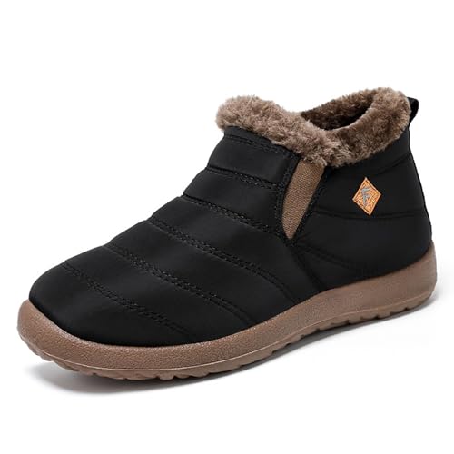 Damen-Schneestiefel mit Fellfutter thermisch wasserdicht rutschfest Winterstiefeletten warm bequem Gummisohle Schwarz 41 Damen-Schneestiefel mit Fellfutter thermisch wasserdicht rutschfest Winterstiefeletten warm bequem Gummisohle Schwarz 41 von arts fu fu
