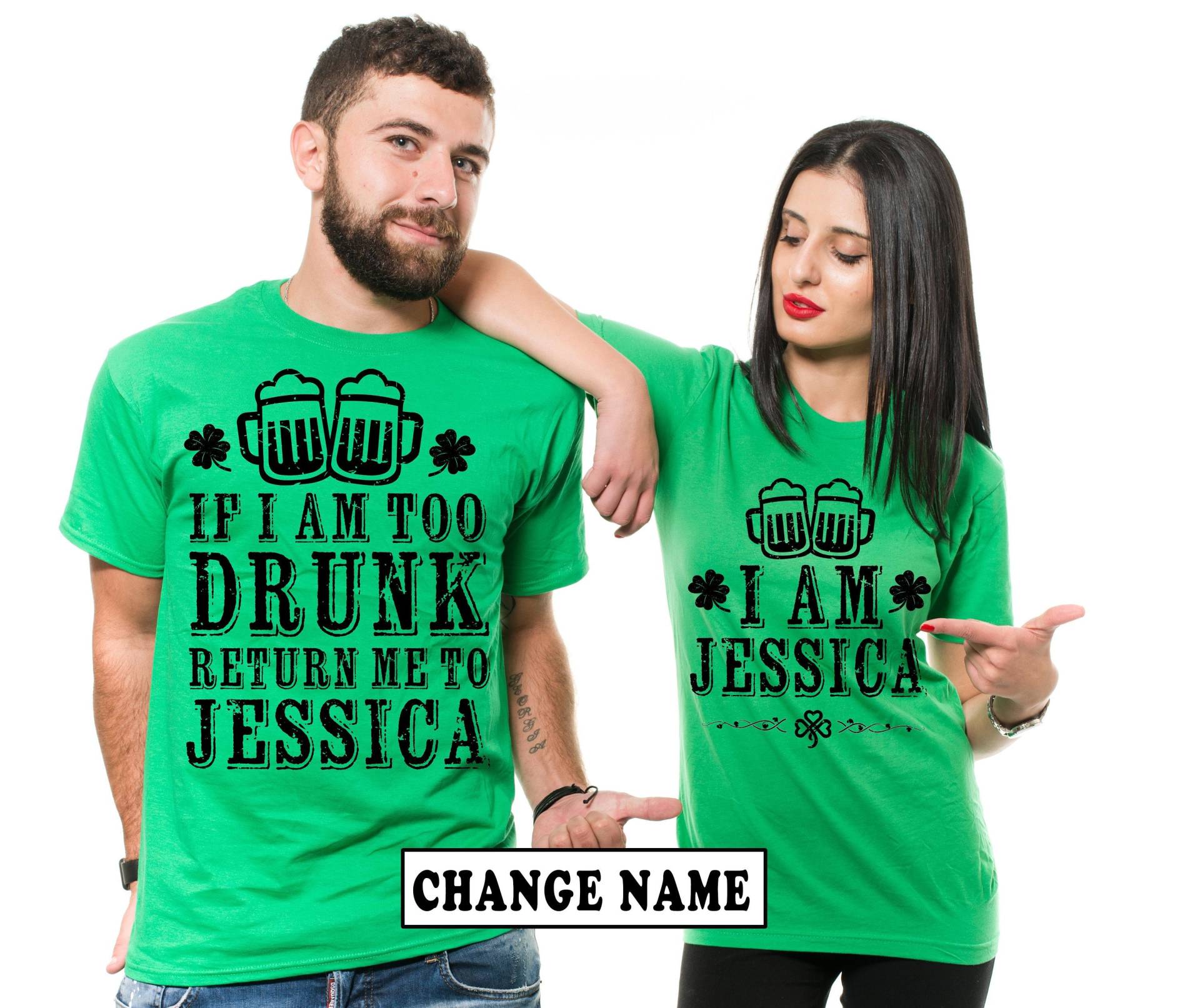 Benutzerdefinierte Name St. Patricks Day Shirts Party Paar Passende Lustige Pub Grüne Ändern Namen St. Tag Kleeblatt Shirt von artsyfartsytees