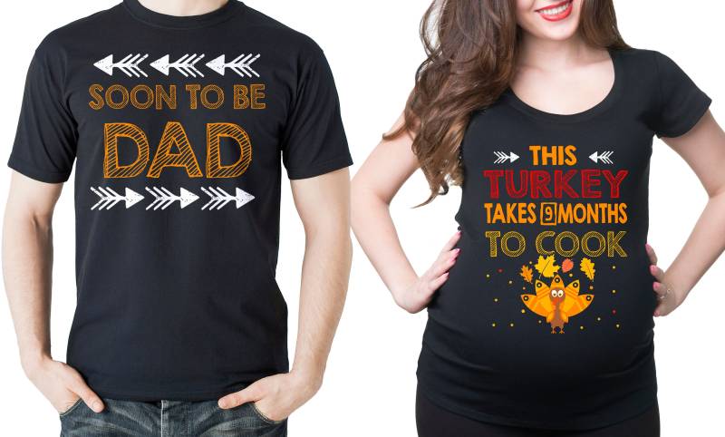 Mutterschaft Thanksgiving, Thanksgiving Schwangerschaft Ankündigung, Paare T-Shirts, Hemden, Shirts von artsyfartsytees