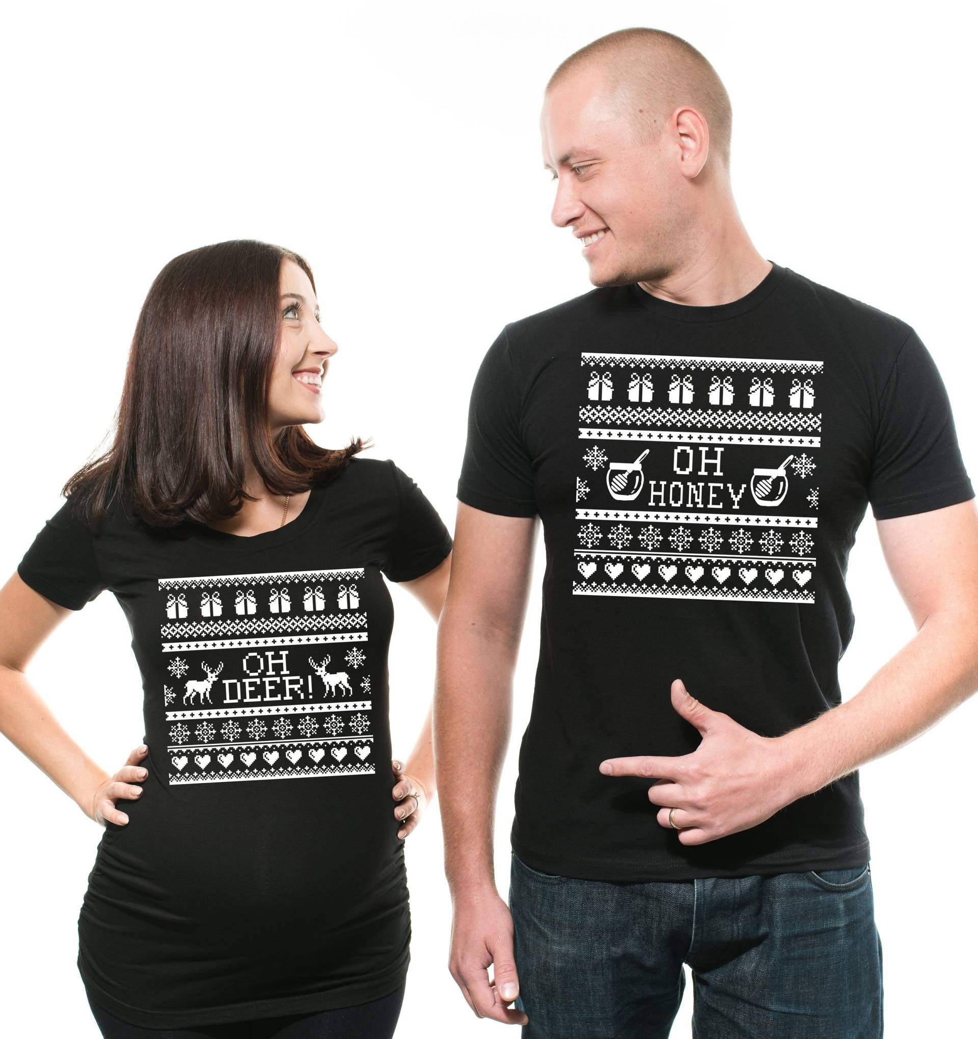 Mutterschaft Weihnachten, Weihnachten Schwangerschaft Ankündigung, Paare T-Shirts, Hemden, Shirts, Honig-Hirsch von artsyfartsytees