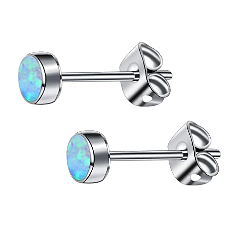 Artskin Opal Ohrstecker für Frauen Mädchen Ohrringe Titan hypoallergen Ohrring 4 mm Geburtsstein Opal Ohrstecker für empfindliche Ohren Mode Damenschmuck von Artskin