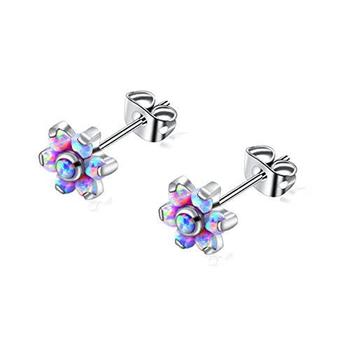 Titan Opal Labret Flower Stud Ohrringe für Frauen Mädchen, hypoallergen nickelfrei Birthstone Opal Ohrringe für empfindliche Ohren – Knorpellappen Ohrringe Schmuck von Artskin
