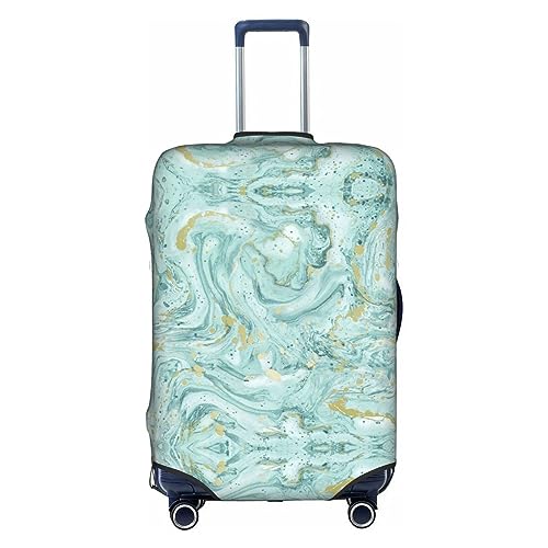 Gepäckabdeckung mit Azurit-Blaugrün und Folien-Gold-Öl-Marmor-Musterdruck, Kofferschutz, Reisekoffer-Abdeckung für Kinder und Erwachsene, passend für 18-32 Zoll von asbwuo