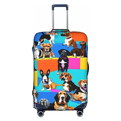 Gepäckabdeckung mit Beagle-Muster-Aufdruck, Kofferschutz, Reisekoffer-Abdeckung für Kinder und Erwachsene, passend für 18-32 Zoll von asbwuo