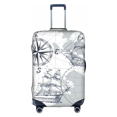 Gepäckabdeckung mit Bootskarten-Aufdruck, Kofferschutz, Reisekofferabdeckung für Kinder und Erwachsene, passend für 18-32 Zoll von asbwuo