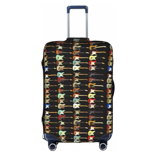 Gepäckabdeckung mit Buntem Gitarren-Print, Kofferschutz, Reisekoffer-Abdeckung für Kinder und Erwachsene, passend für 18-32 Zoll von asbwuo