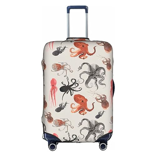 Gepäckabdeckung mit Buntem Oktopus-Druck, Kofferschutz, Reisekofferabdeckung für Kinder und Erwachsene, passend für 18-32 Zoll von asbwuo
