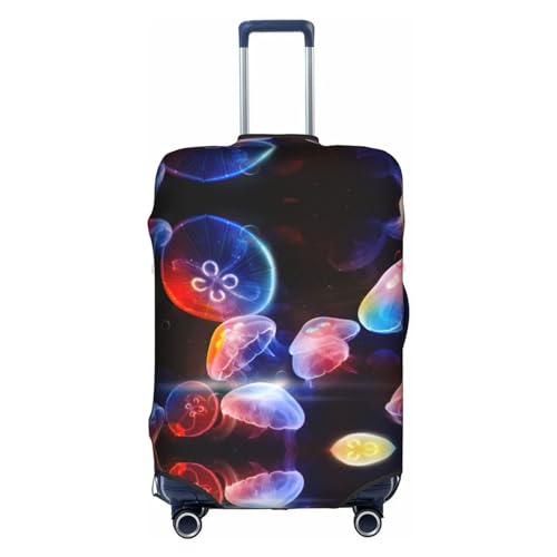 Gepäckabdeckung mit Buntem Quallen-Print, Kofferschutz, Reisekoffer-Abdeckung für Kinder und Erwachsene, passend für 18-32 Zoll von asbwuo