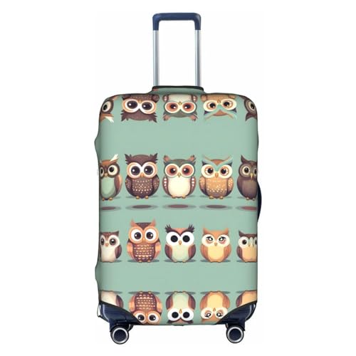 Gepäckabdeckung mit Cartoon-Eulen und süßem Aufdruck, Kofferschutz, Reisekoffer-Abdeckung für Kinder und Erwachsene, passend für 18-32 Zoll von asbwuo