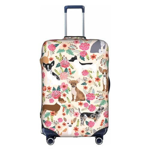 Gepäckabdeckung mit Cattle Dog-Blumendruck, Kofferschutz, Reisekofferabdeckung für Kinder und Erwachsene, passend für 18-32 Zoll von asbwuo