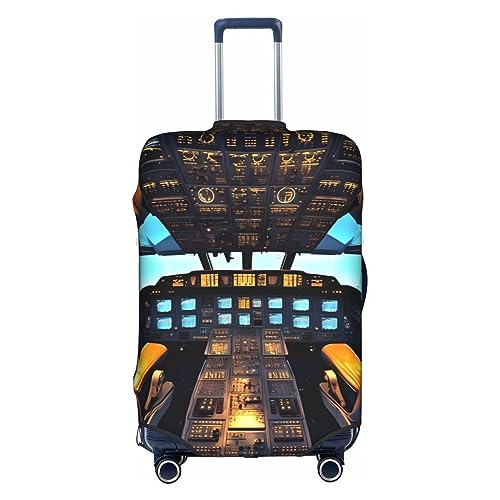 Gepäckabdeckung mit Flugzeug-Cockpit-Aufdruck, Kofferschutz, Reisekoffer-Abdeckung für Kinder und Erwachsene, passend für 18-32 Zoll von asbwuo
