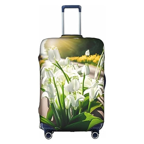 Gepäckabdeckung mit Glockenorchideen-Aufdruck, Kofferschutz, Reisekofferabdeckung für Kinder und Erwachsene, passend für 18-32 Zoll von asbwuo