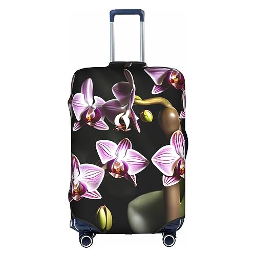 Gepäckabdeckung mit Glockenorchideen-Musterdruck, Kofferschutz, Reisekofferabdeckung für Kinder und Erwachsene, passend für 18-32 Zoll von asbwuo
