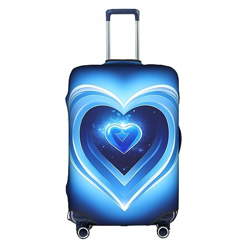 Gepäckabdeckung mit Herz-Print in Babyblau, Kofferschutz, Reisekoffer-Abdeckung für Kinder und Erwachsene, passend für 18-32 Zoll von asbwuo
