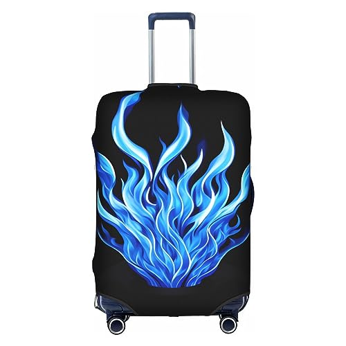 Gepäckabdeckung mit Indigo-Flammen-Print, Kofferschutz, Reisekoffer-Abdeckung für Kinder und Erwachsene, passend für 18-32 Zoll von asbwuo