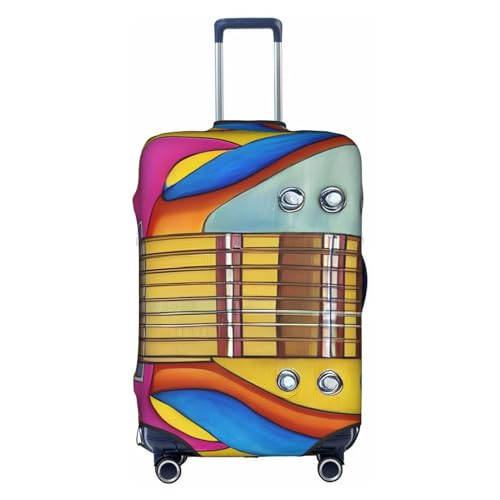 Gepäckabdeckung mit Kunstgitarrenmuster-Druck, Kofferschutz, Reisekofferabdeckung für Kinder und Erwachsene, passend für 18-32 Zoll von asbwuo