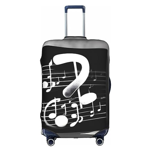 Gepäckabdeckung mit Musiknoten-Aufdruck, schwarz-weiß, Kofferschutz, Reisekoffer-Abdeckung für Kinder und Erwachsene, passend für 18–32 Zoll von asbwuo