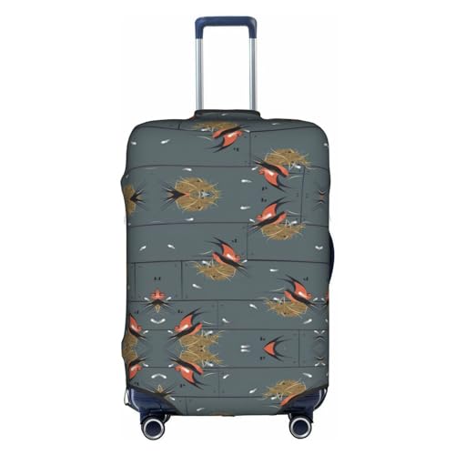 Gepäckabdeckung mit Scheunenschwalben-Aufdruck, Graphit, Kofferschutz, Reisekofferabdeckung für Kinder und Erwachsene, passend für 18-32 Zoll von asbwuo