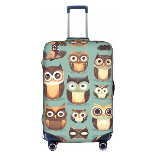 Gepäckabdeckung mit Tier-Cartoon-Eulen und süßem Aufdruck, Kofferschutz, Reisekoffer-Abdeckung für Kinder und Erwachsene, passend für 18–32 Zoll von asbwuo