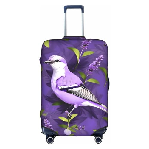 Gepäckabdeckung mit Vogel- und Lavendel-Blumen-Print, Kofferschutz, Reisekoffer-Abdeckung für Kinder und Erwachsene, passend für 18-32 Zoll von asbwuo