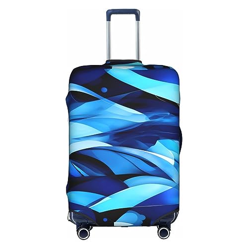Gepäckabdeckung mit abstraktem Blaudruck, Kofferschutz, Reisekofferabdeckung für Kinder und Erwachsene, passend für 18-32 Zoll von asbwuo