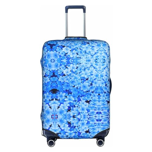 Gepäckabdeckung mit blauem Blumendruck, Kofferschutz, Reisekofferabdeckung für Kinder und Erwachsene, passend für 18-32 Zoll von asbwuo